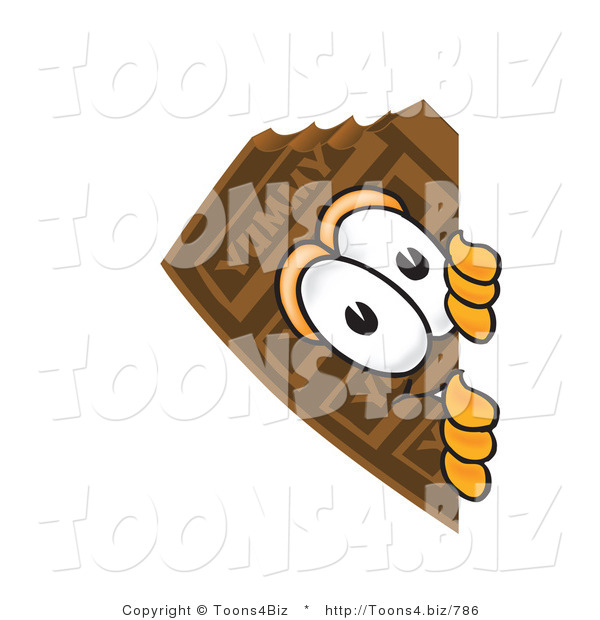 Vector Illustration of a Cartoon Chocolate Mascot Peeking Around a Corner
