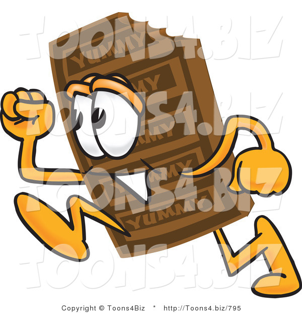 Vector Illustration of a Cartoon Chocolate Mascot Running