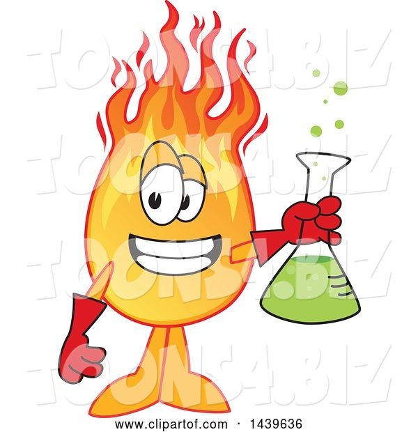 Vector Illustration of a Cartoon Comet Mascot Holding a Science Flask