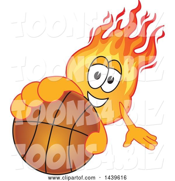Vector Illustration of a Cartoon Comet Mascot Holding out a Basketball