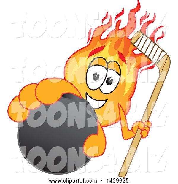 Vector Illustration of a Cartoon Comet Mascot Holding out a Hockey Puck
