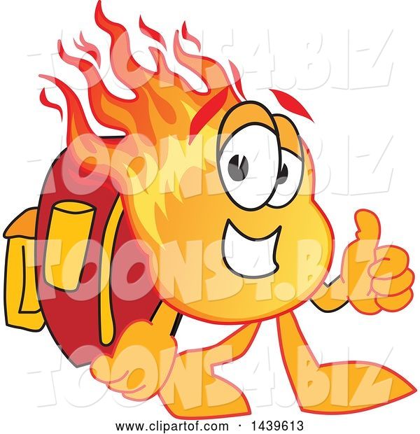 Vector Illustration of a Cartoon Comet Mascot Student Walking and Giving a Thumb up