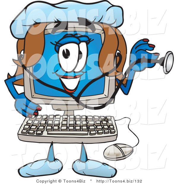 Vector Illustration of a Cartoon Computer Mascot