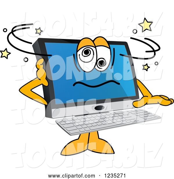 Vector Illustration of a Cartoon Confused PC Computer Mascot