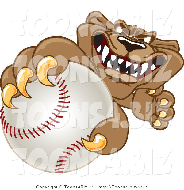 Vector Illustration of a Cartoon Cougar Mascot Character Grabbing a Baseball