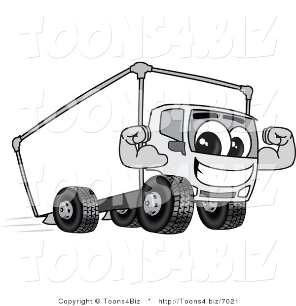 Vector Illustration of a Cartoon Delivery Truck Mascot Flexing