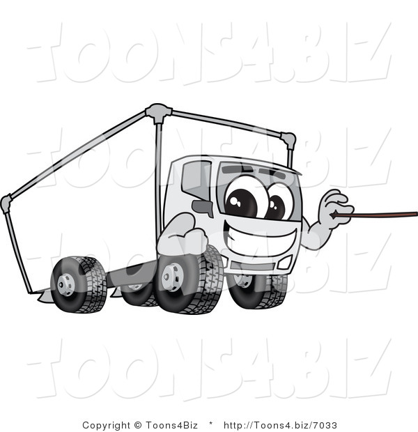 Vector Illustration of a Cartoon Delivery Truck Mascot Holding a Pointer Stick