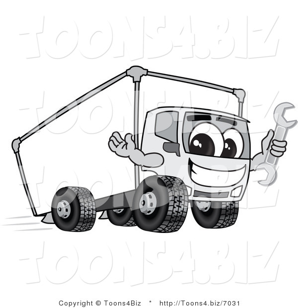 Vector Illustration of a Cartoon Delivery Truck Mascot Holding a Wrench