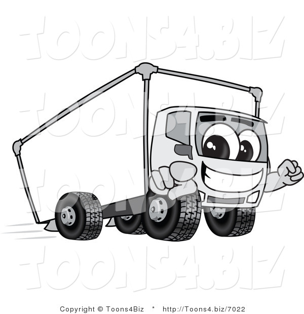 Vector Illustration of a Cartoon Delivery Truck Mascot Pointing Outwards