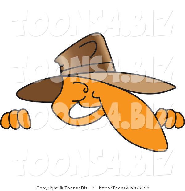 Vector Illustration of a Cartoon Detective Mascot Peeking over a Surface