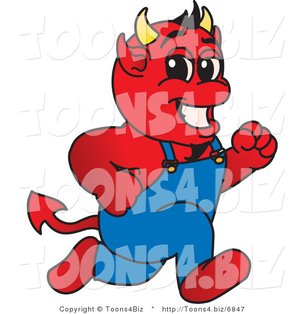 Vector Illustration of a Cartoon Devil Mascot Running