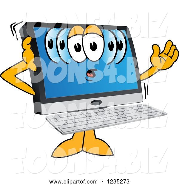 Vector Illustration of a Cartoon Dizzy PC Computer Mascot