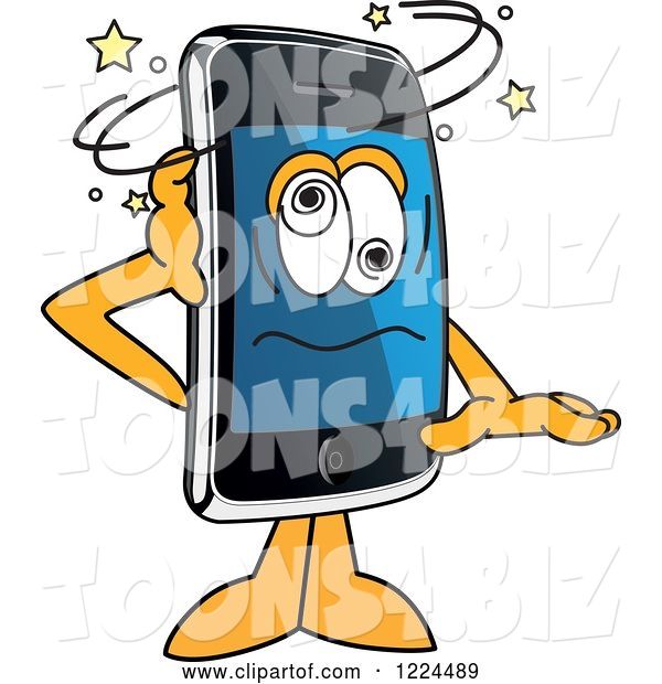 Vector Illustration of a Cartoon Dizzy Smart Phone Mascot