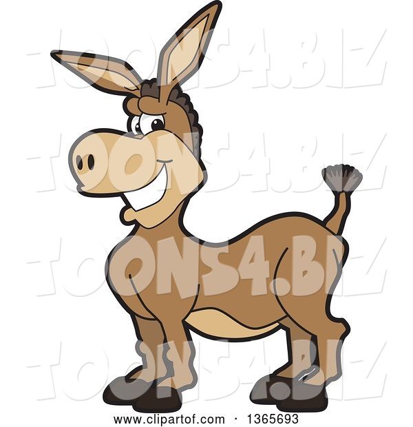 Vector Illustration of a Cartoon Donkey Mascot Character