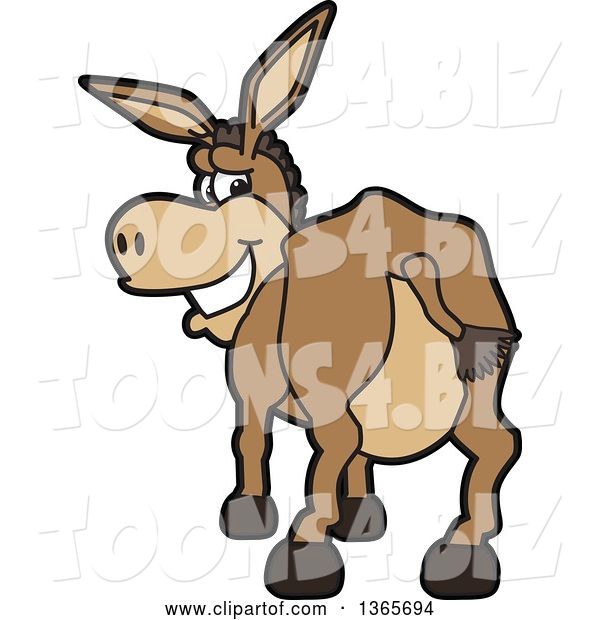 Vector Illustration of a Cartoon Donkey Mascot Character Showing His Butt and Looking Back