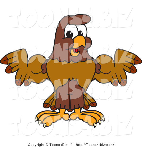 Vector Illustration of a Cartoon Falcon Mascot Character Flexing His Big Muscles