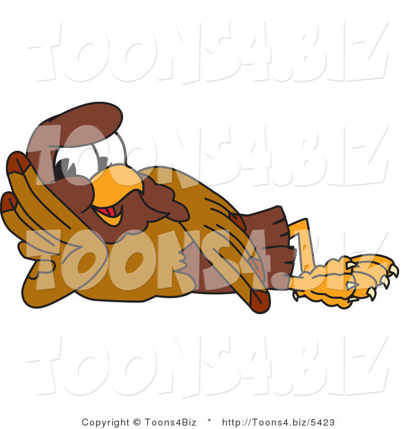 Vector Illustration of a Cartoon Falcon Mascot Character Reclined