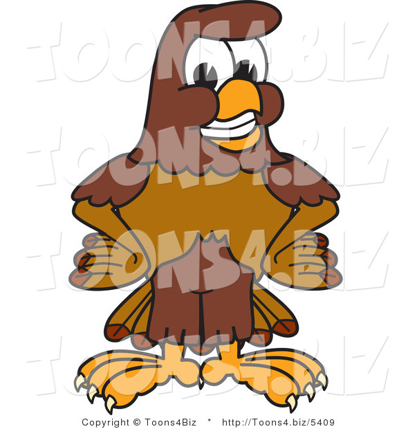 Vector Illustration of a Cartoon Falcon Mascot Character with His Hands on His Hips