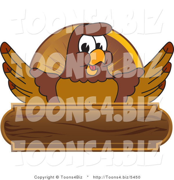 Vector Illustration of a Cartoon Falcon Mascot Character Wooden Plaque