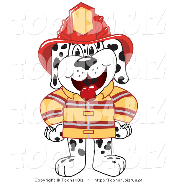 Vector Illustration of a Cartoon Fireman Dalmatian Mascot