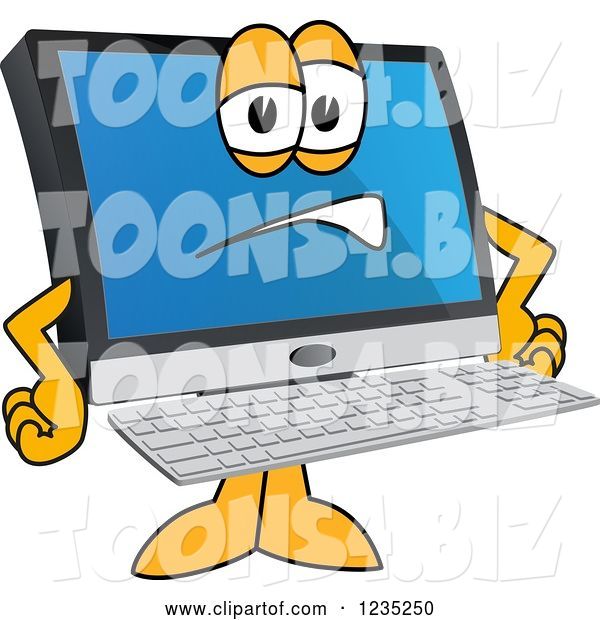 Vector Illustration of a Cartoon Frustrated PC Computer Mascot