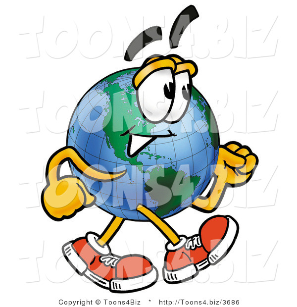 Vector Illustration of a Cartoon Globe Mascot Speed Walking