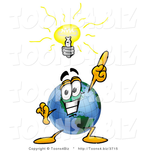 Vector Illustration of a Cartoon Globe Mascot with a Bright Idea