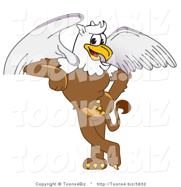 Vector Illustration of a Cartoon Griffin Mascot Leaning