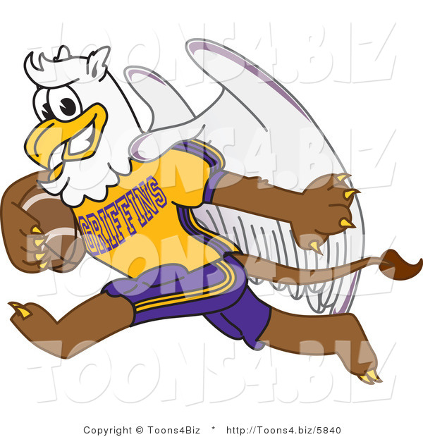 Vector Illustration of a Cartoon Griffin Mascot Playing Football