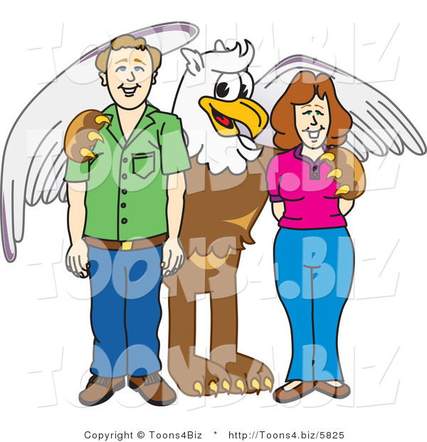 Vector Illustration of a Cartoon Griffin Mascot with Teachers or Parents
