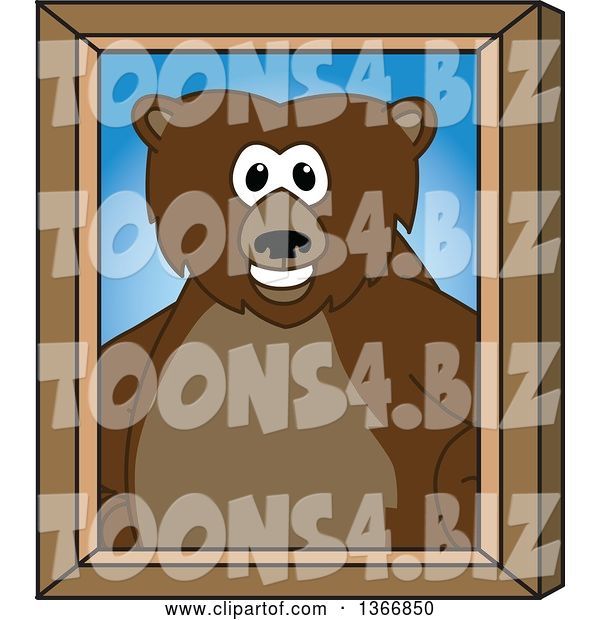 Vector Illustration of a Cartoon Grizzly Bear School Mascot Portrait