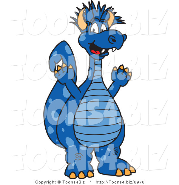 Vector Illustration of a Cartoon Happy Blue Punk Dragon Mascot