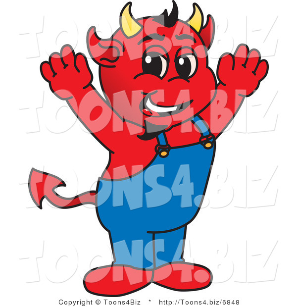 Vector Illustration of a Cartoon Happy Devil Mascot