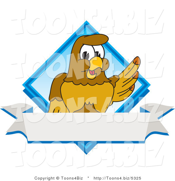 Vector Illustration of a Cartoon Hawk Mascot Character Diamond Logo
