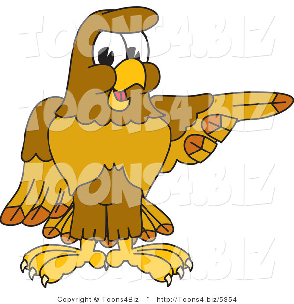 Vector Illustration of a Cartoon Hawk Mascot Character Pointing