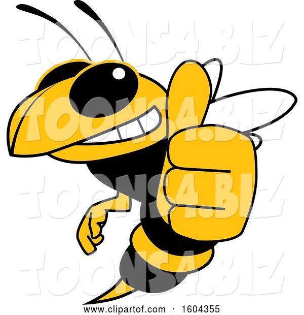 Vector Illustration of a Cartoon Hornet School Mascot Holding a Thumb up