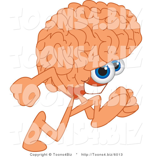Vector Illustration of a Cartoon Human Brain Mascot Running