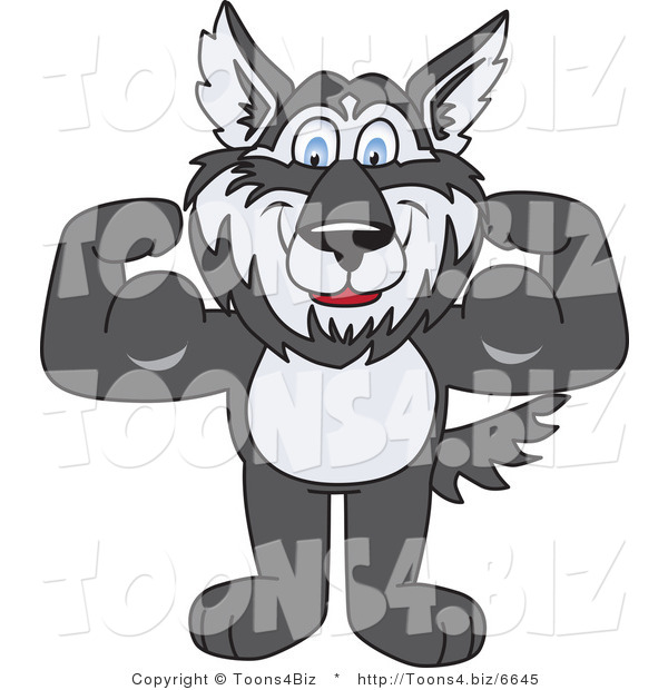 Vector Illustration of a Cartoon Husky Mascot Flexing
