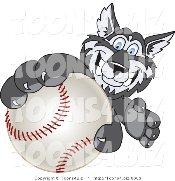 Vector Illustration of a Cartoon Husky Mascot Grabbing a Baseball