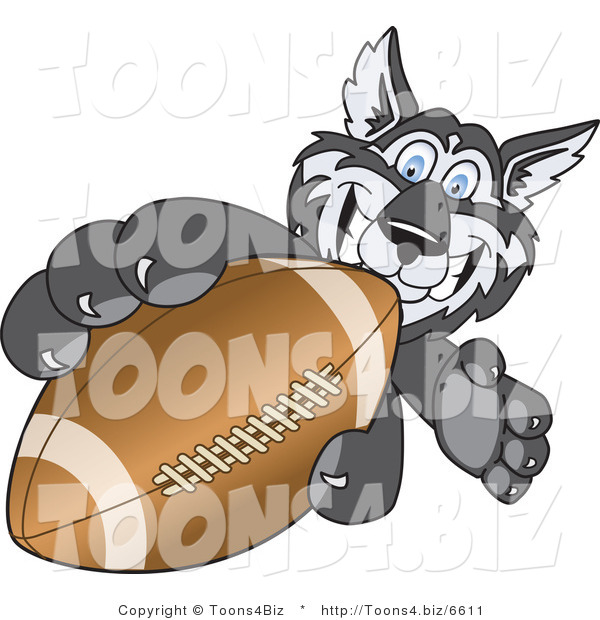 Vector Illustration of a Cartoon Husky Mascot Grabbing a Football