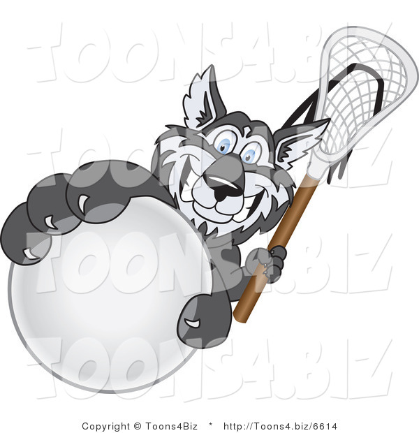 Vector Illustration of a Cartoon Husky Mascot Grabbing a Lacrosse Ball