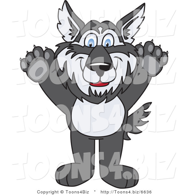 Vector Illustration of a Cartoon Husky Mascot Holding His Paws up