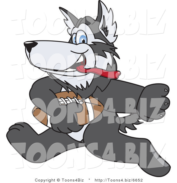 Vector Illustration of a Cartoon Husky Mascot Playing Football