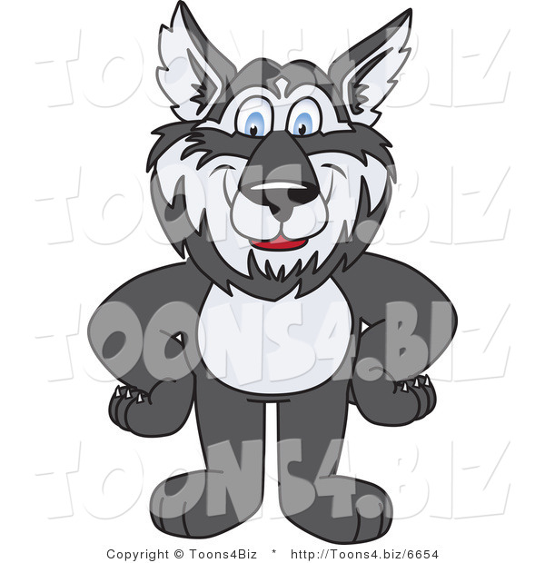 Vector Illustration of a Cartoon Husky Mascot Standing with His Hands on His Hips