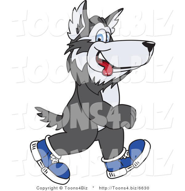 Vector Illustration of a Cartoon Husky Mascot Walking in Shoes