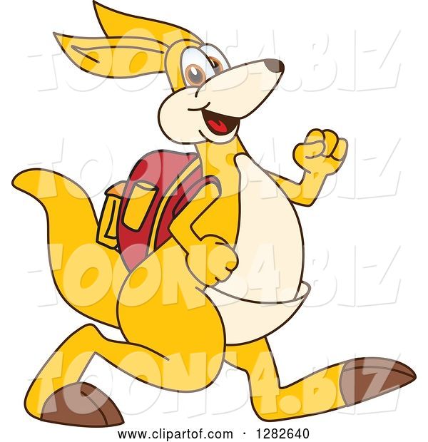 Vector Illustration of a Cartoon Kangaroo Mascot Student Walking