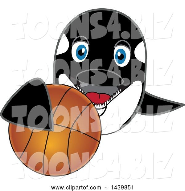 Vector Illustration of a Cartoon Killer Whale Orca Mascot Grabbing a Basketball