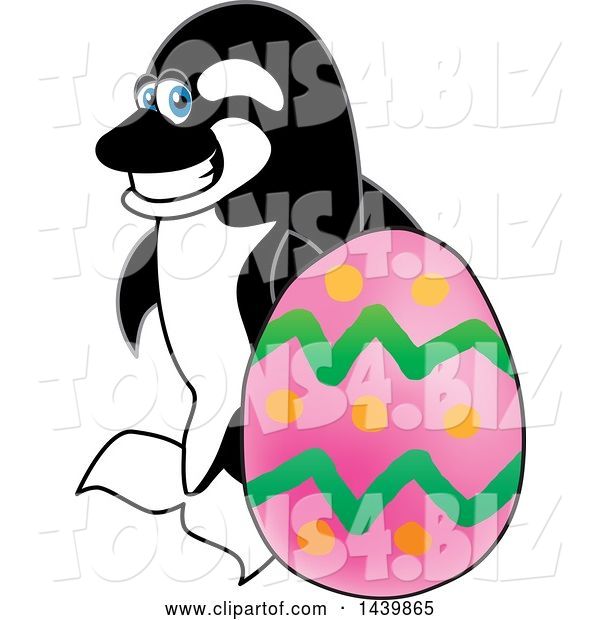 Vector Illustration of a Cartoon Killer Whale Orca Mascot with an Easter Egg