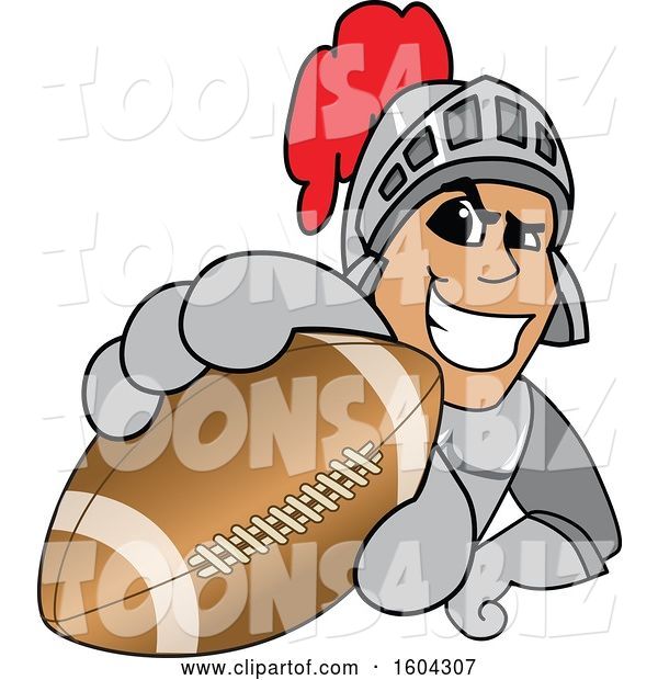 Vector Illustration of a Cartoon Knight Mascot Grabbing a Football