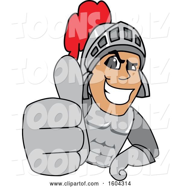 Vector Illustration of a Cartoon Knight Mascot Holding a Thumb up